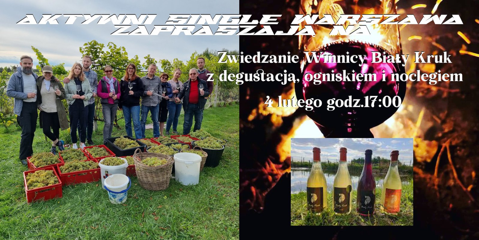 Zwiedzanie Winnicy Biały Kruk + Degustacja + Ognisko + Nocleg