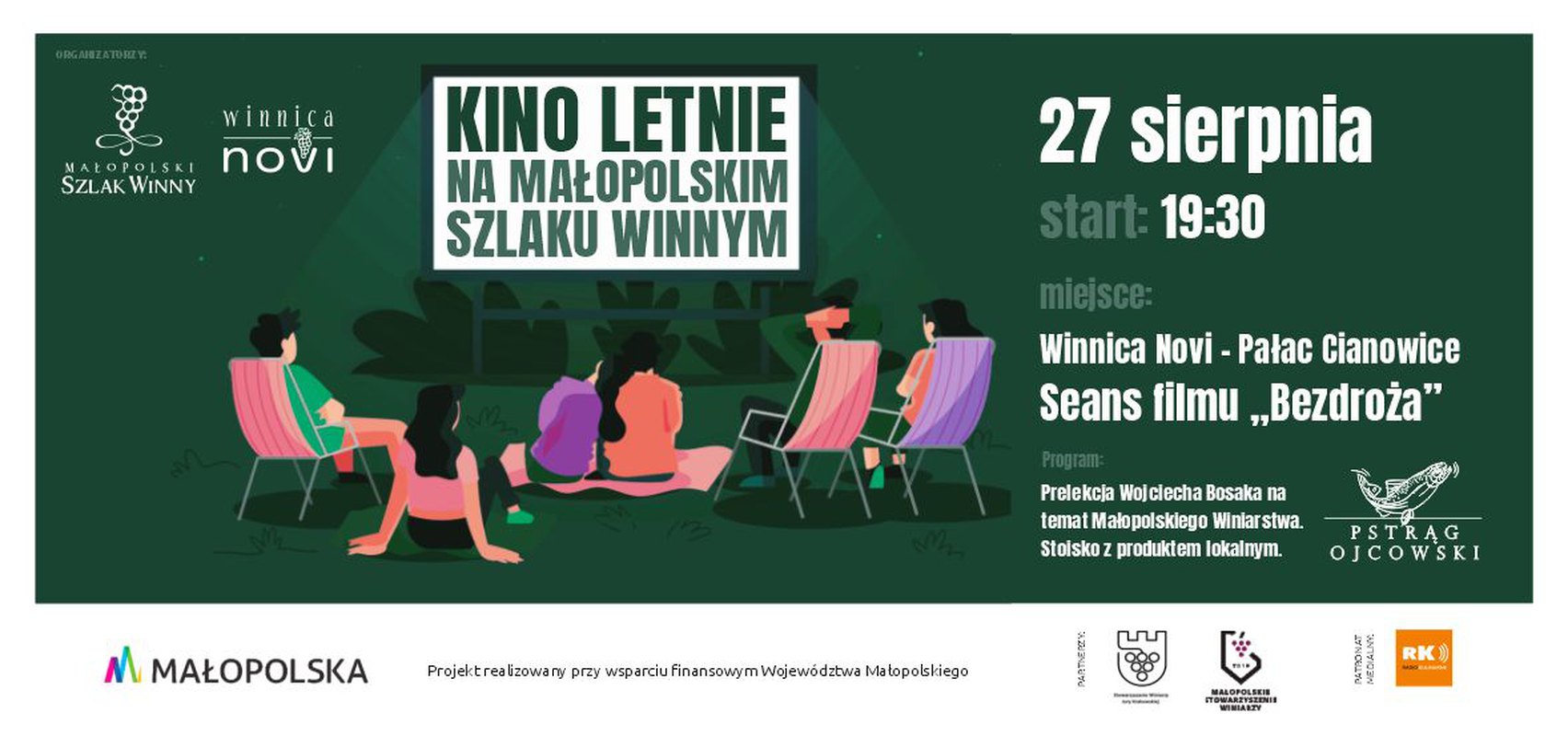 Kino letnie na Małopolskim Szlaku Winnym - Winnica NOVI