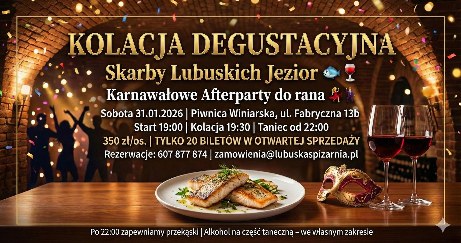 Kolacja degustacyjna: Skarby Lubuskich Jezior & Karnawałowe Afterparty